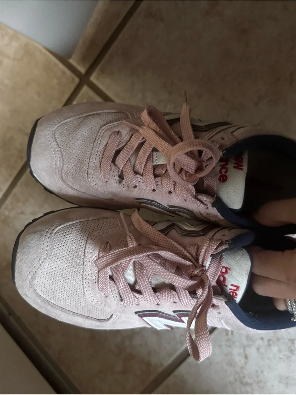 New Balance Women's Light Pink Suede Accent Sneakers